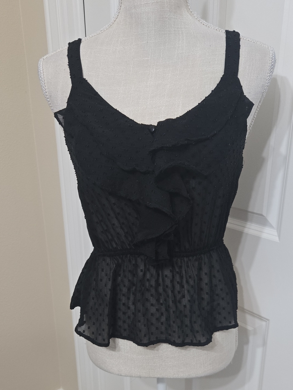Wallflower Black Ruffle Peplum Camisole Sz S